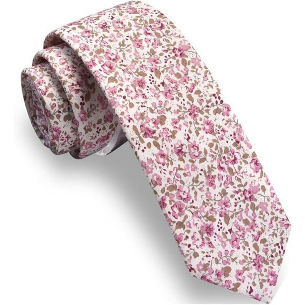 Mens Floral Skinny Tie Cotton Slim Necktie Wedding Party Suit Accessory